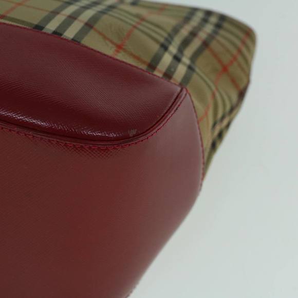 BURBERRY Nova Check Hand Bag Canvas Beige Red Auth 60179 - Picture 16 of 16